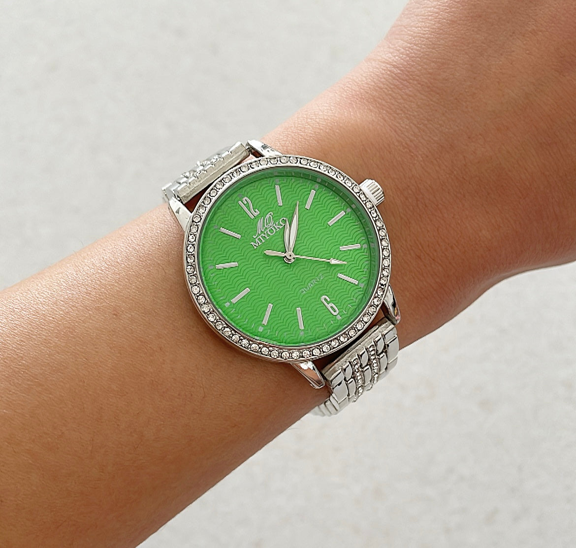 Silver Green Girly Girl Metal Watch