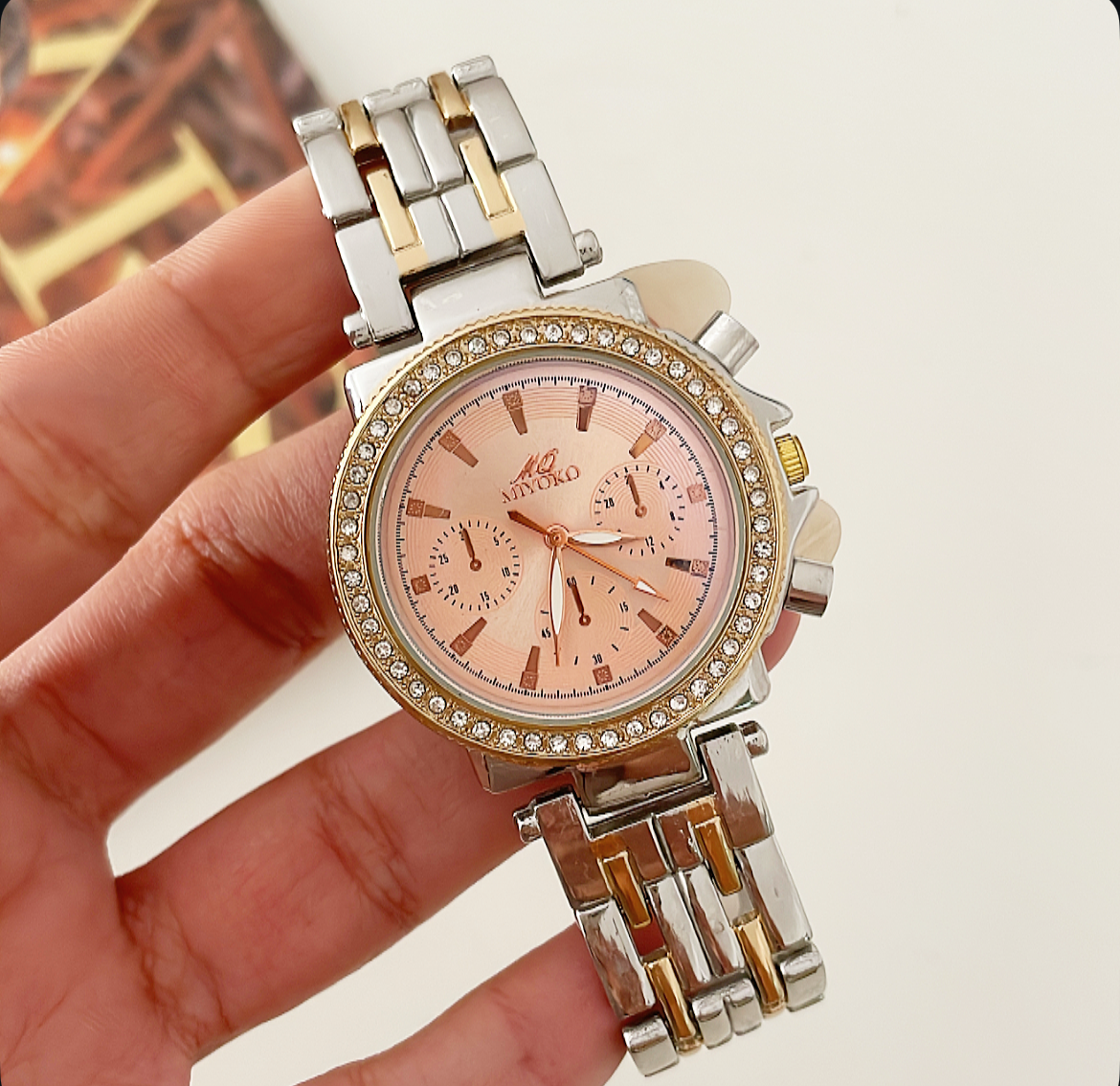 Mixed Pink Capri Metal Watch