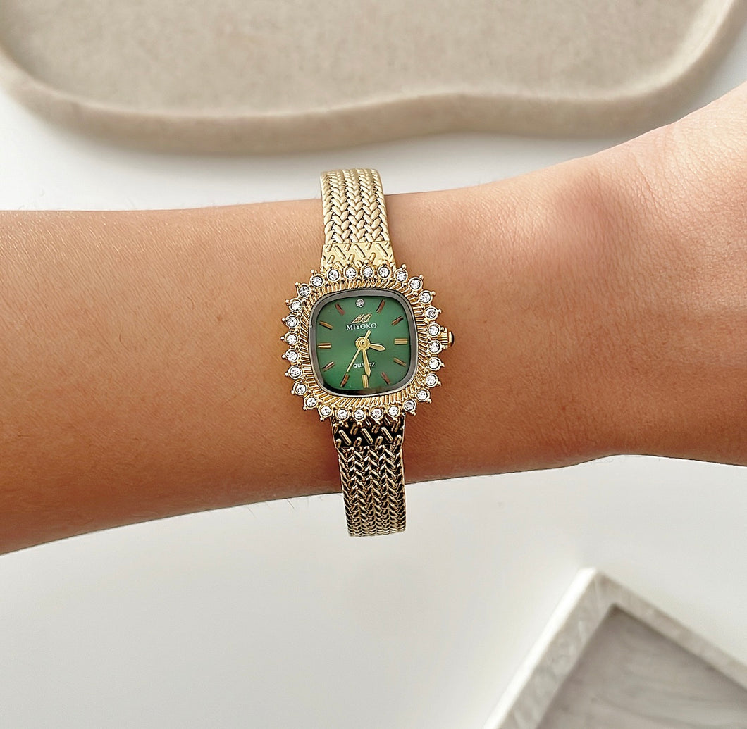 Gold X Green Luster Metal Watch