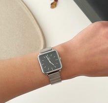 Load image into Gallery viewer, Silver Black Dial Quadro Pressed Metal Watch
