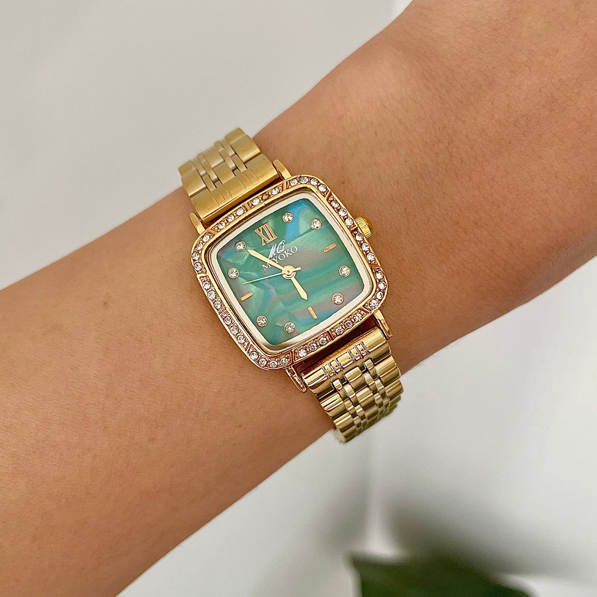 Gold Green Marble Lumina Jubilee Metal Watch