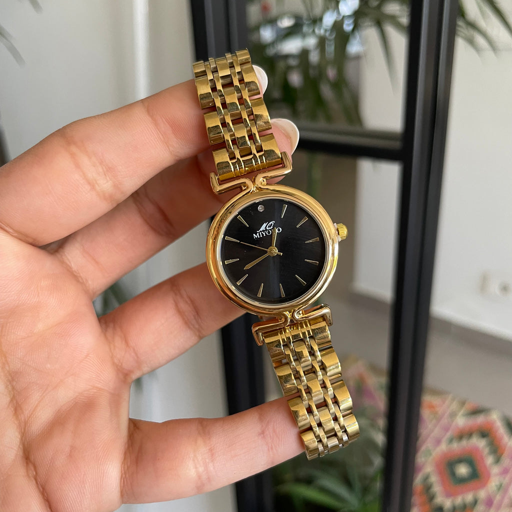 Gold Black Orbit Metal Watch