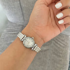 Silver White Onyxa Metal Watch