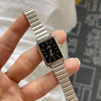 Silver Black Vintage Metal Watch