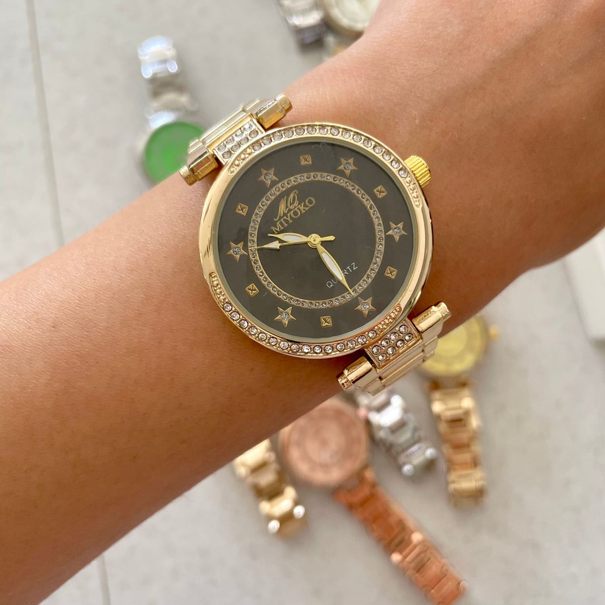 Gold Black Good Vibes Metal Watch