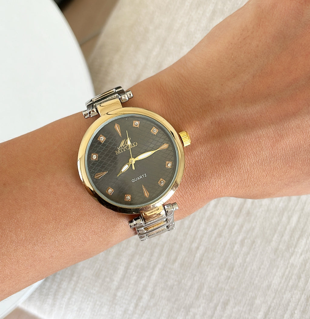 Mixed Black Elle Metal Watch