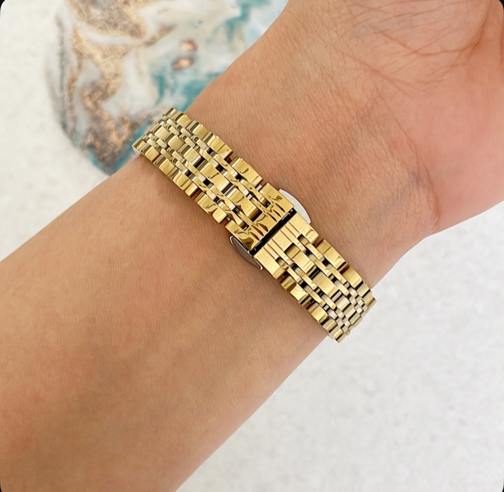 Gold White Orbit Metal Watch