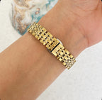 Gold White Orbit Metal Watch