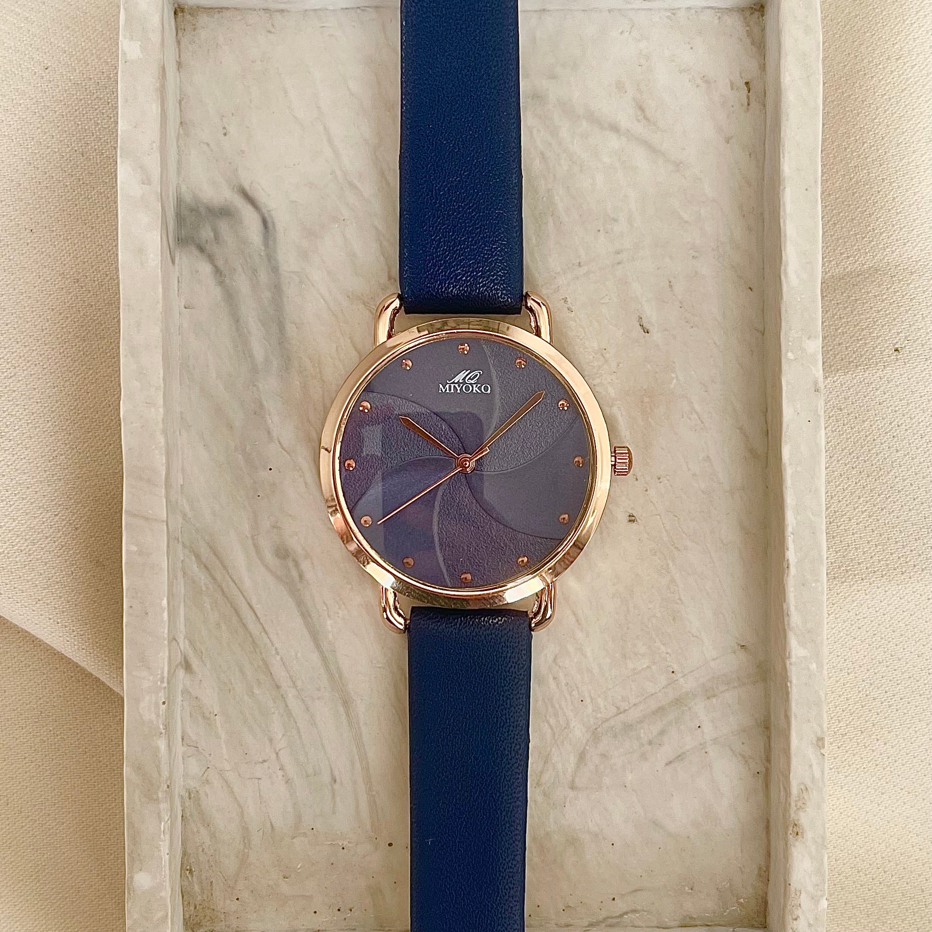 Blue Floréa Leather Watch