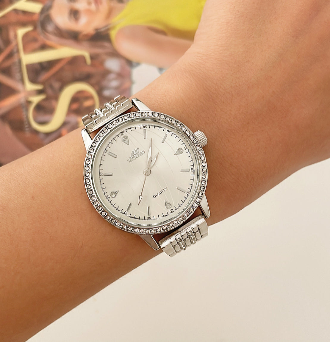 Silver White Earth Planet Metal Watch