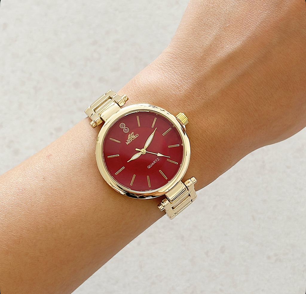 Gold X Red Elle Metal Watch