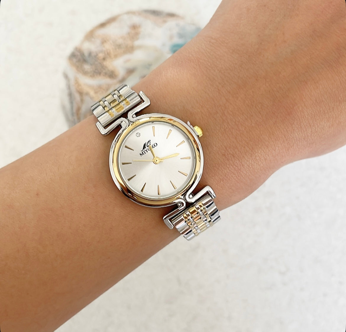 Mixed White Orbit Metal Watch