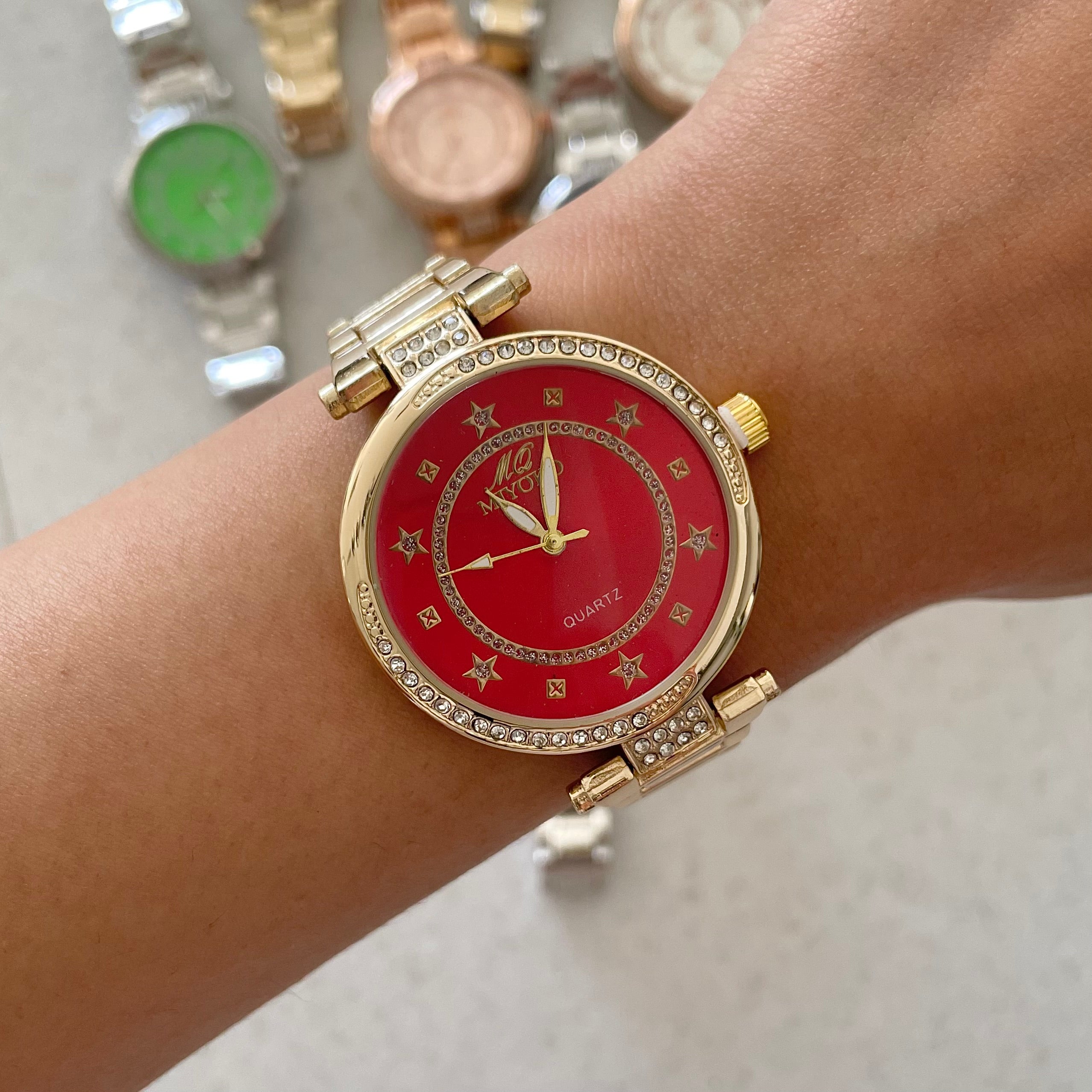 Gold Red Good Vibes Metal Watch