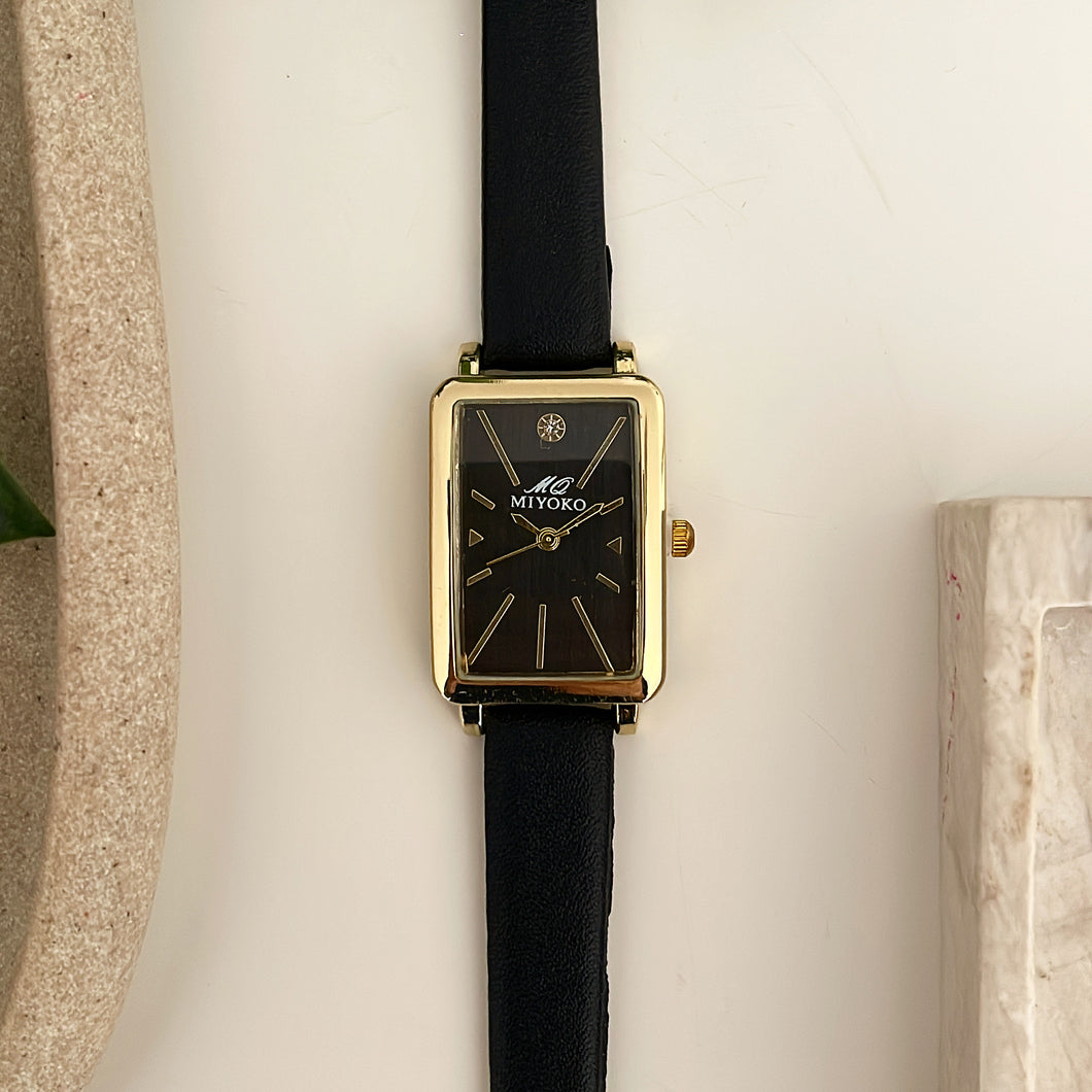 Black Roma Leather Watch