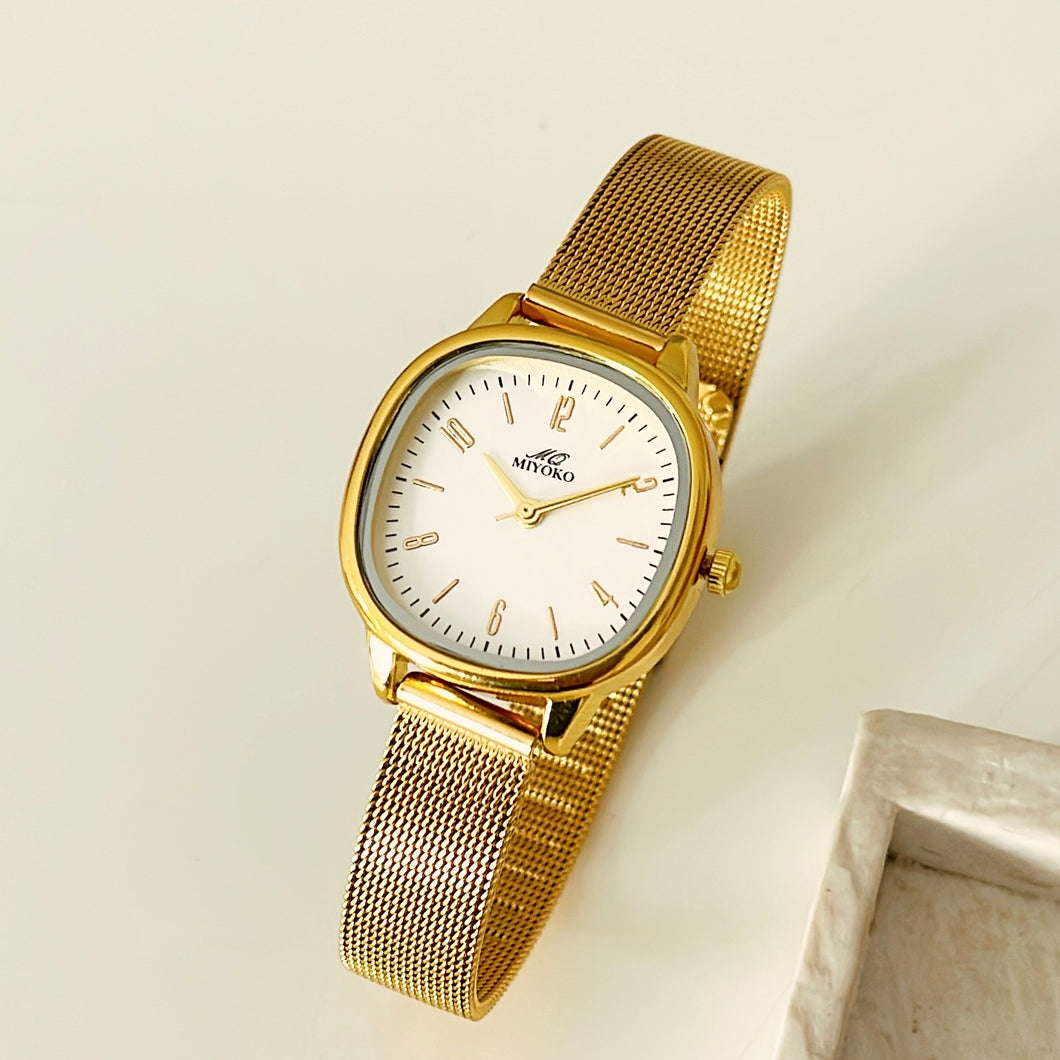 Gold White 80s Metal Watch Miyoko Watches