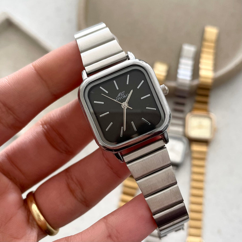 Silver X Black Elara Metal Watch