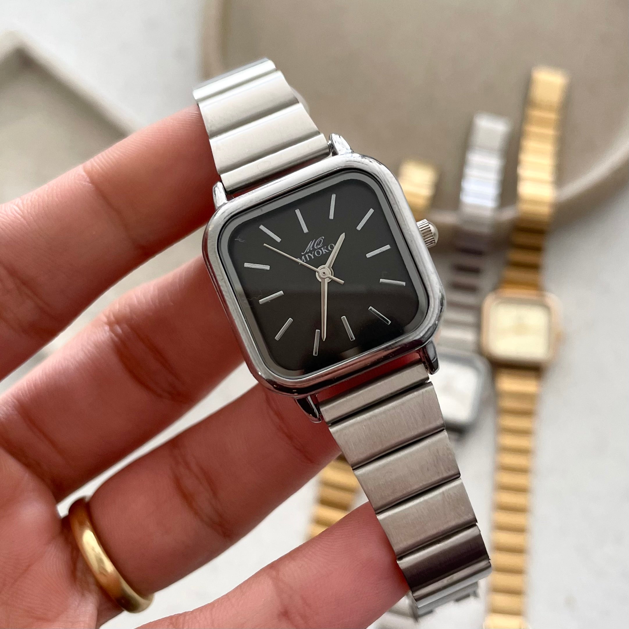 Silver X Black Elara Metal Watch