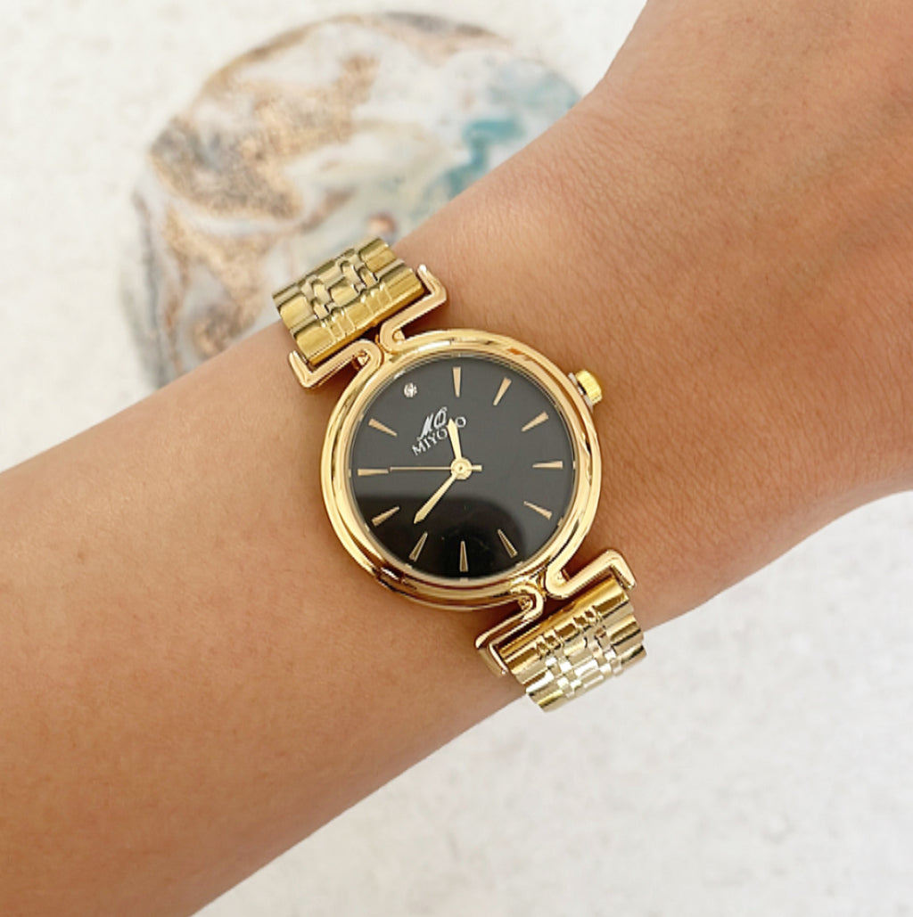 Gold Black Orbit Metal Watch