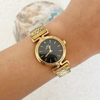 Gold Black Orbit Metal Watch