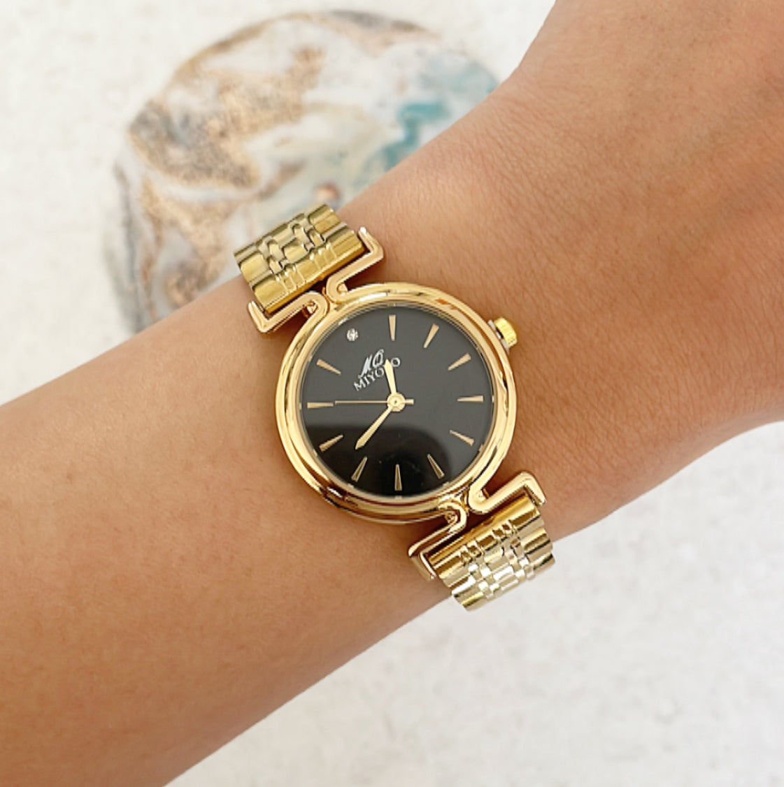 Gold Black Orbit Metal Watch