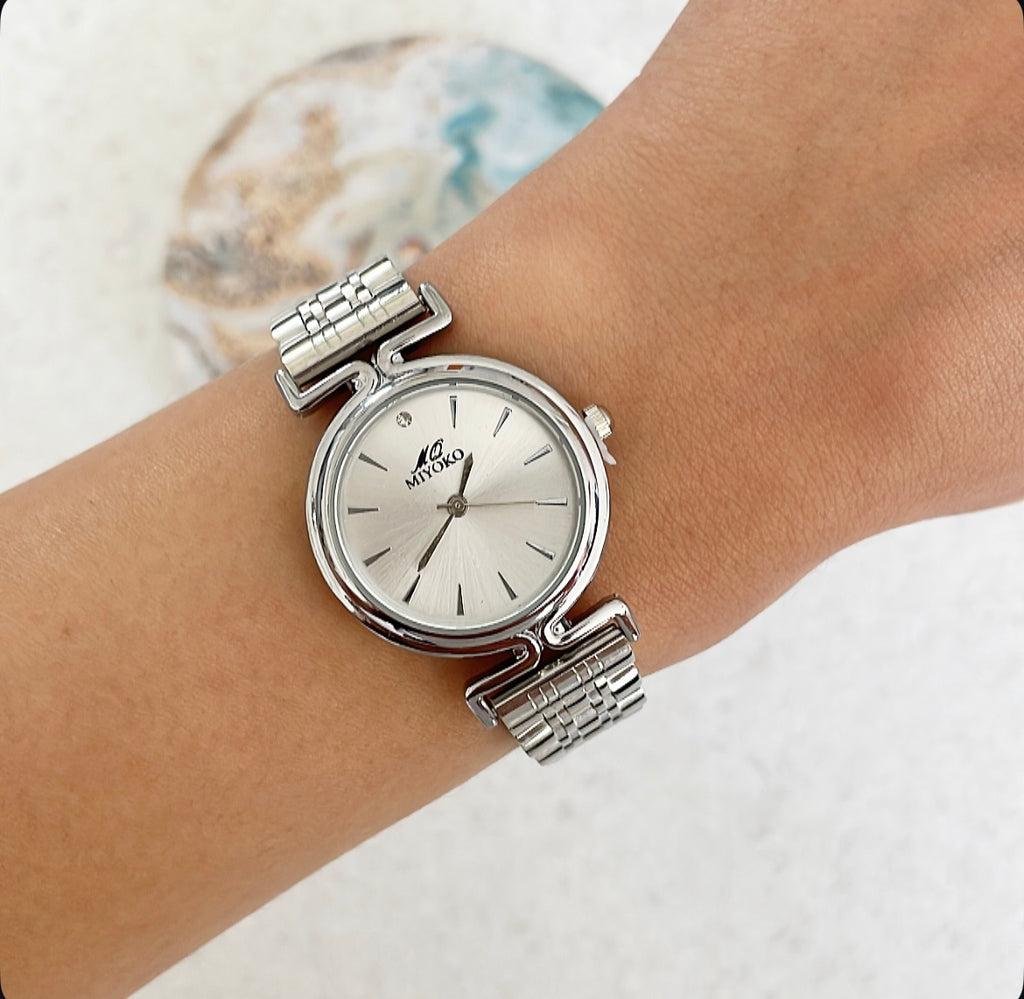 Silver White Orbit Metal Watch