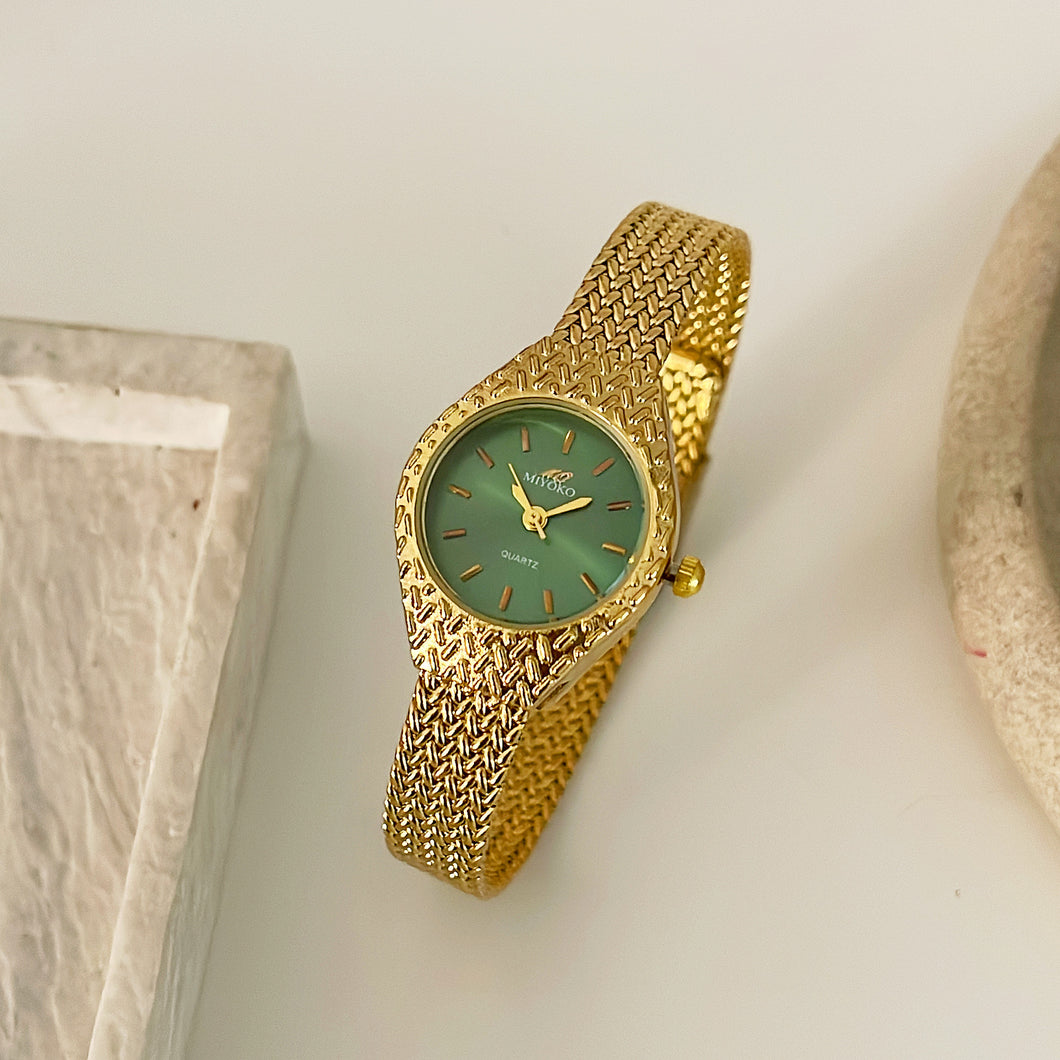 Gold X Green Old Money Charm Metal Watch