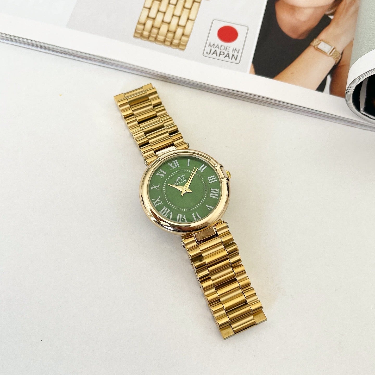Gold Green Diaries Metal Watch