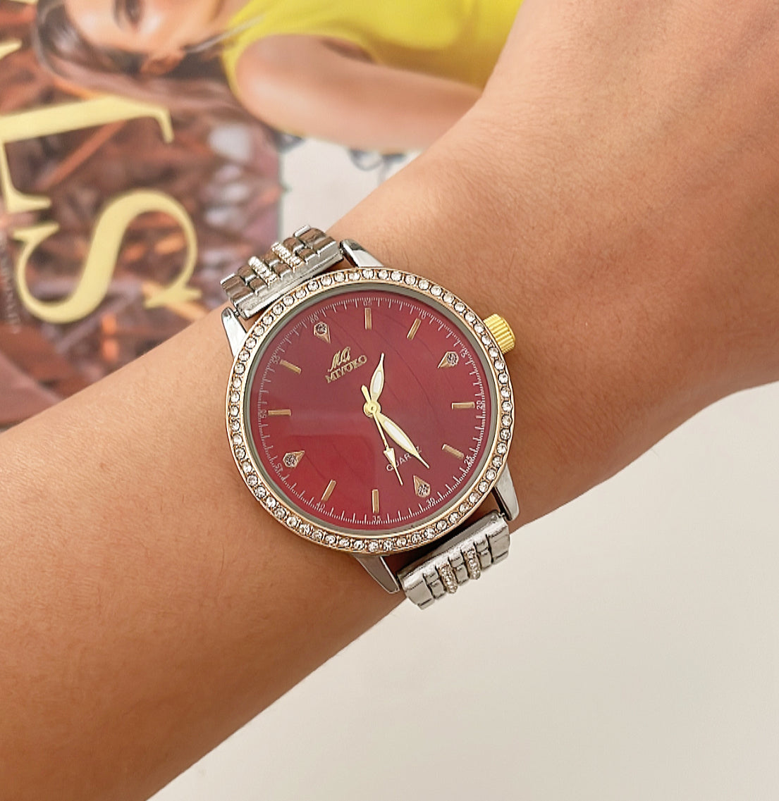 Mixed Red Earth Planet Metal Watch