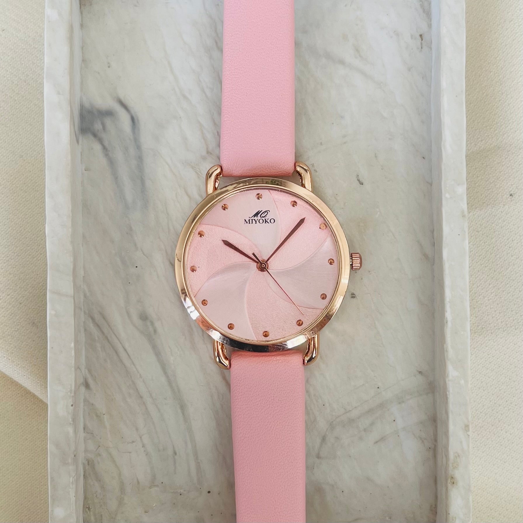 Pink Floréa Leather Watch