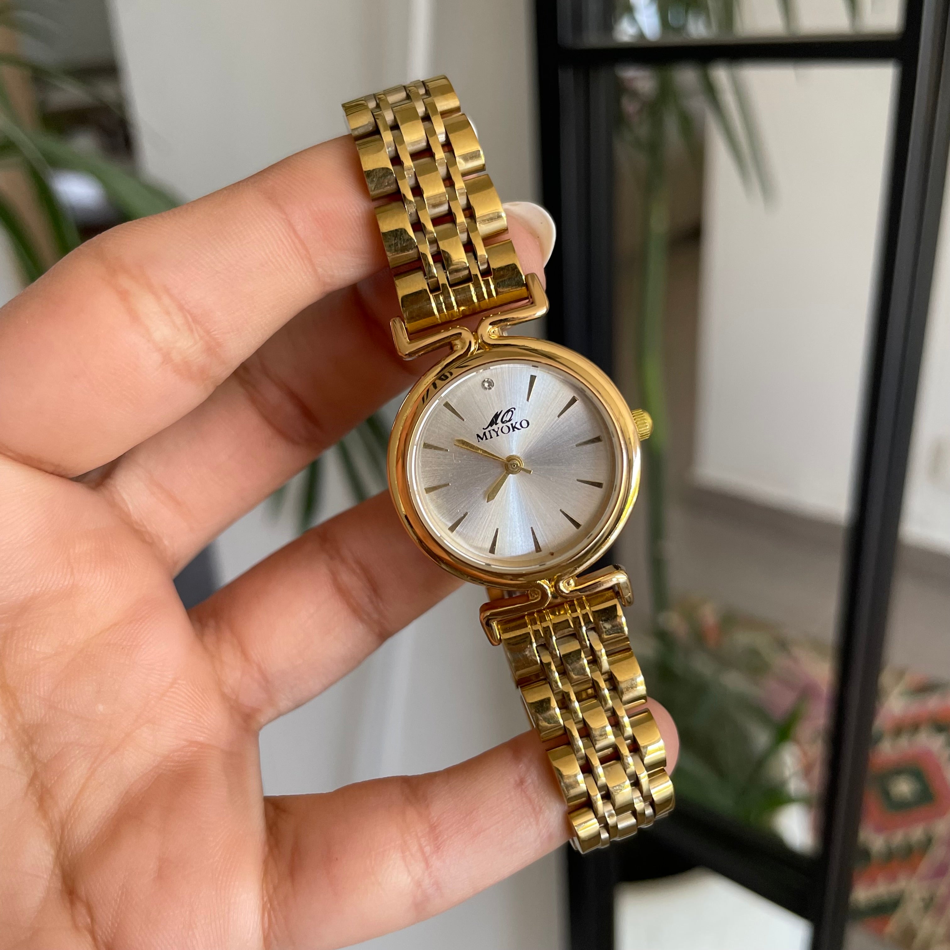 Gold White Orbit Metal Watch