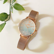 Load image into Gallery viewer, Rosegold Blue Sparkles Metal Watch
