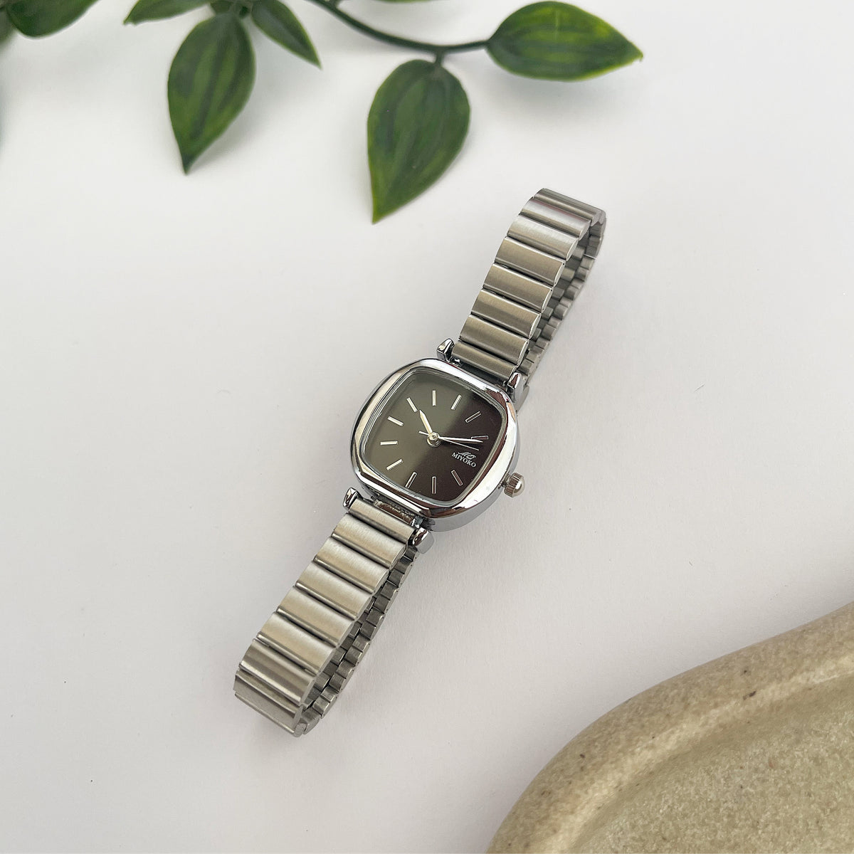 Silver Black Celva Metal Watch