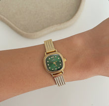 Load image into Gallery viewer, Gold Green Royal Square Metal Watch
