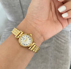 Gold White Onyxa Metal Watch