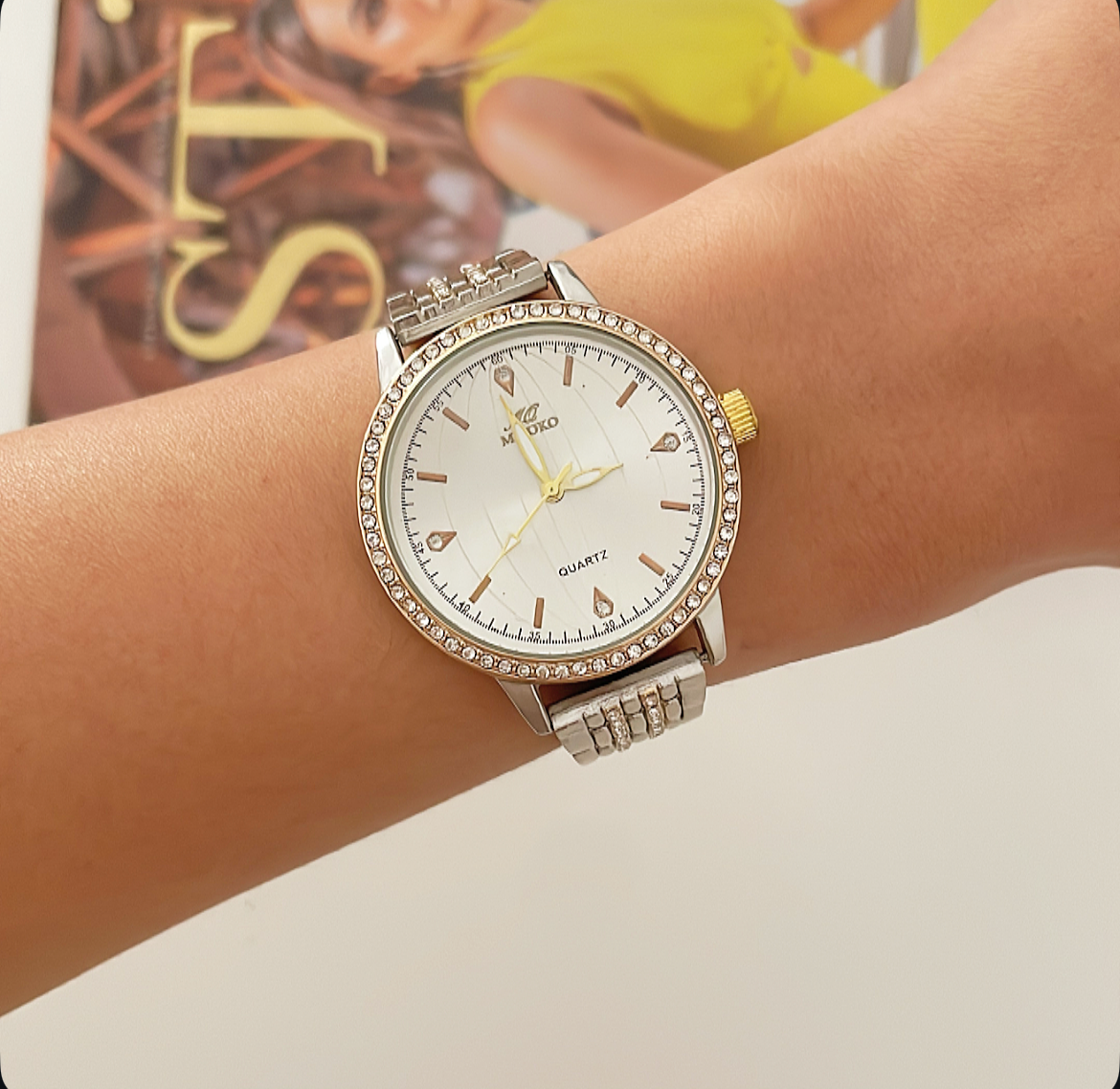 Mixed White Earth Planet Metal Watch