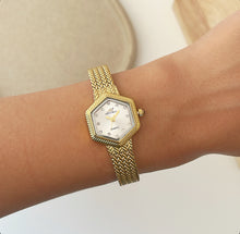 Load image into Gallery viewer, Gold White Solara Metal Watch
