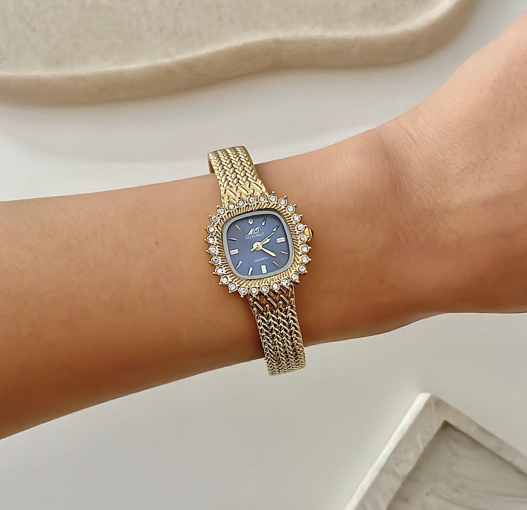 Gold X Blue Luster Metal Watch