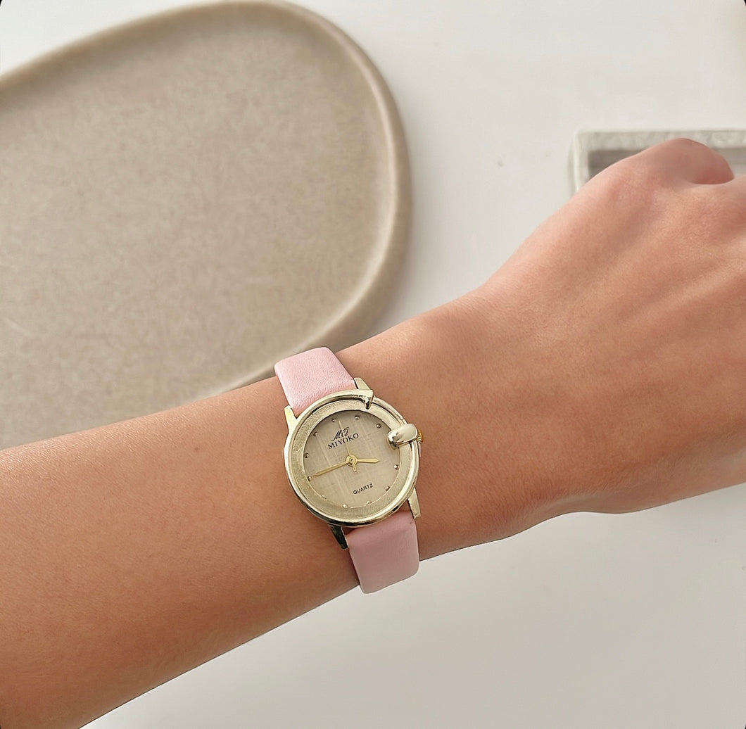 Pink Antiqua Leather Watch