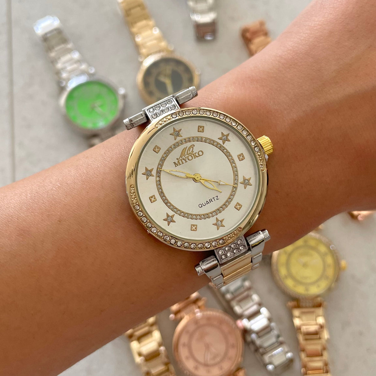Mixed White Good Vibes Metal Watch