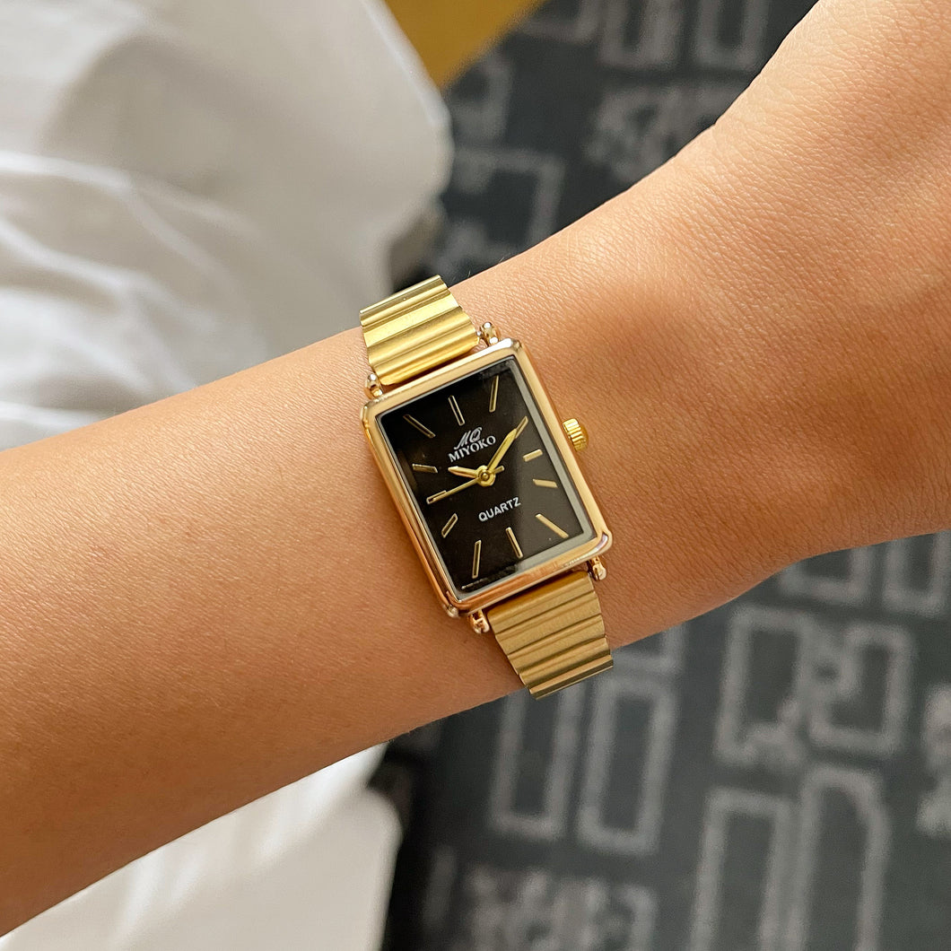 Gold Black Vintage Metal Watch