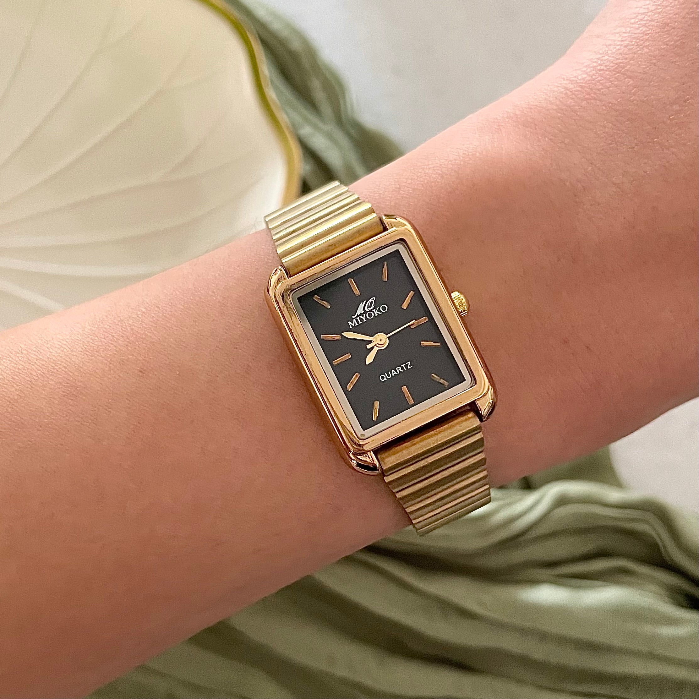 Gold Black Miyoko Classic Petite Tank Metal Watch