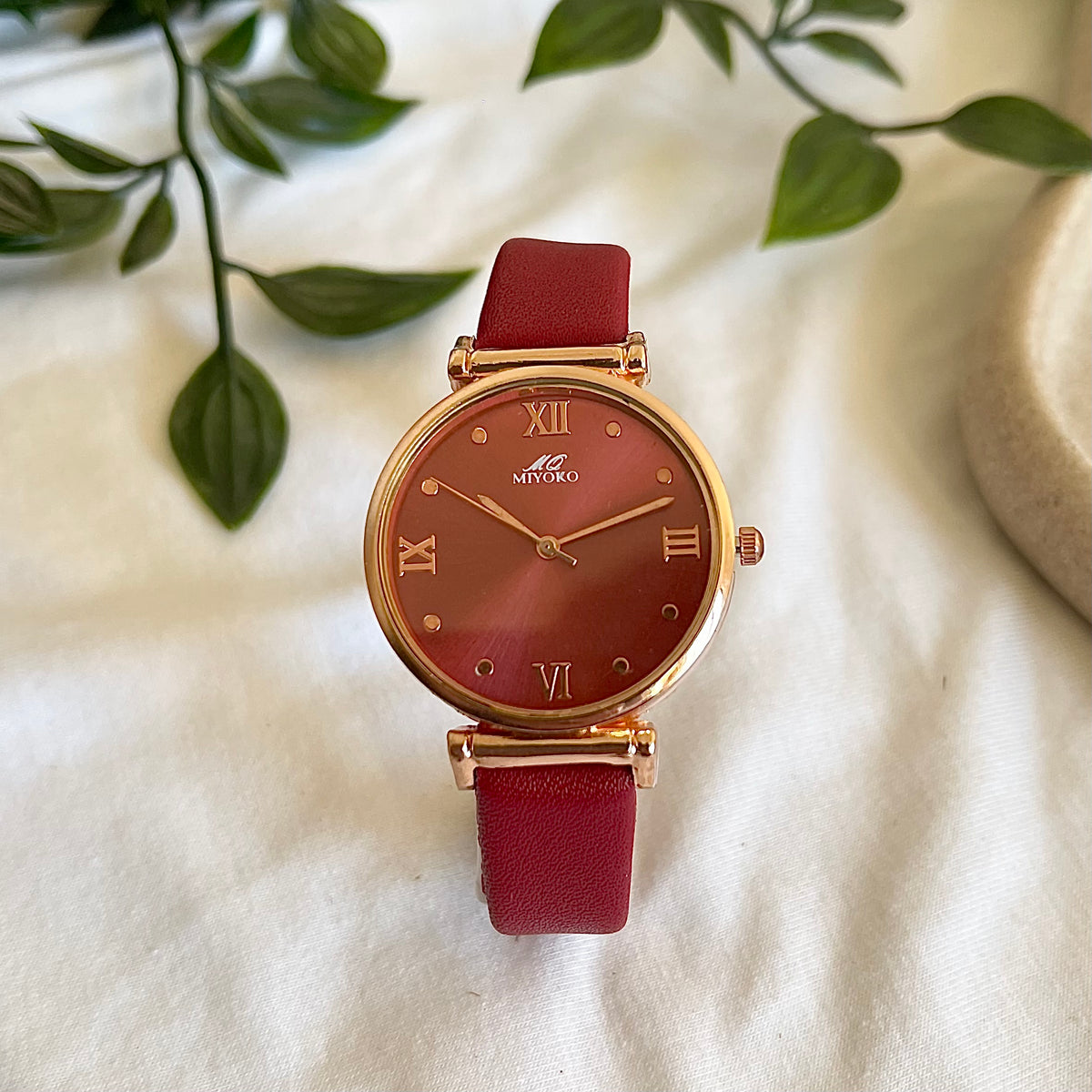 Burgundy Red Orla Leather Watch