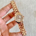 Rose Gold White Pulse Metal Watch