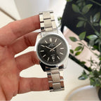Silver Black Ivory Dial Men Metal Watch