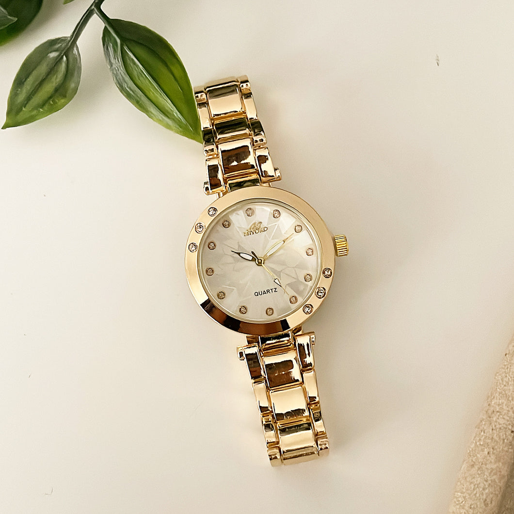 Gold White Azura Metal Watch