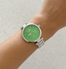 Load image into Gallery viewer, Silver Green Elle Metal Watch
