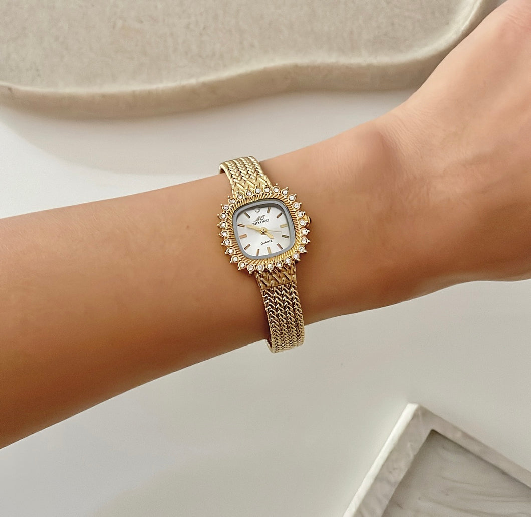 Gold X White Luster Metal Watch