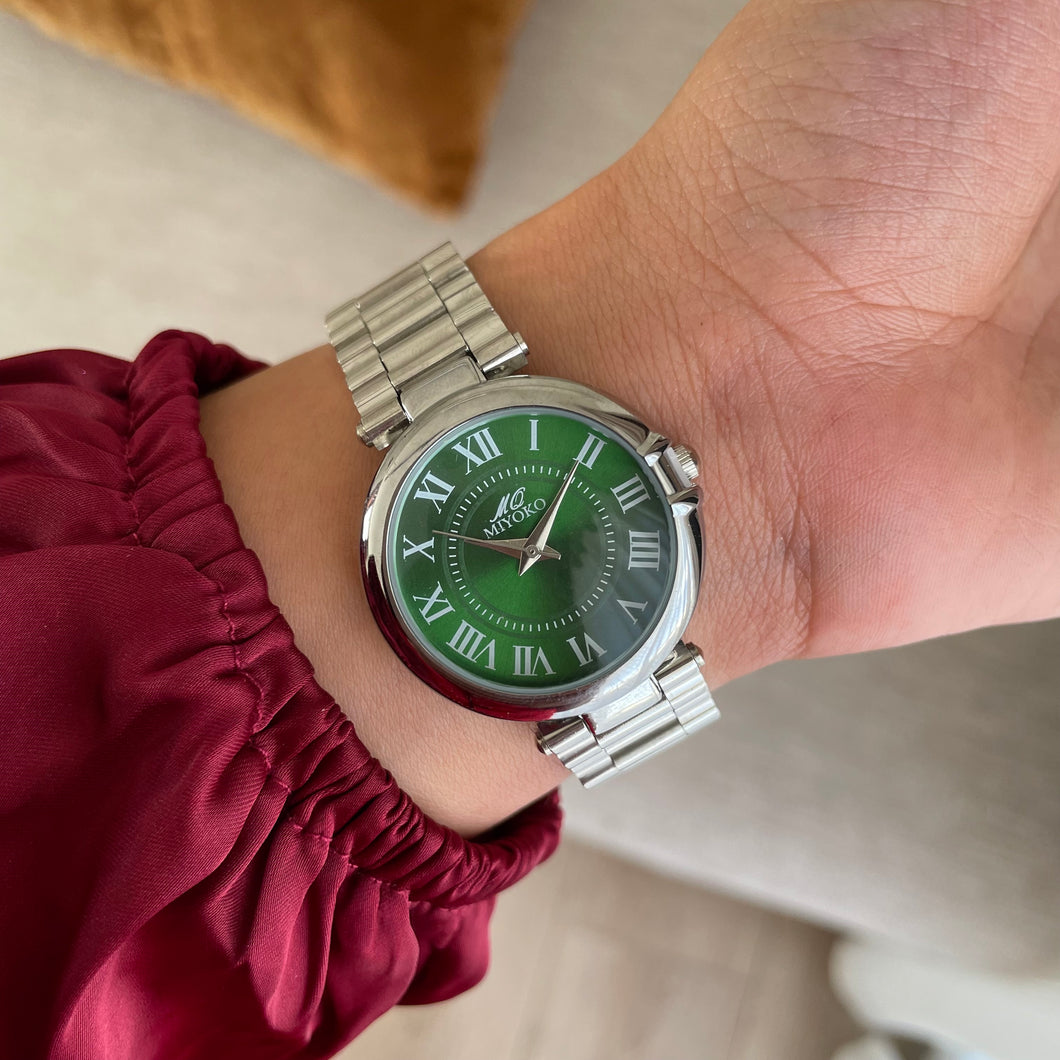 Silver Green Diaries Metal Watch