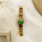 Gold Green Reina Metal Watch