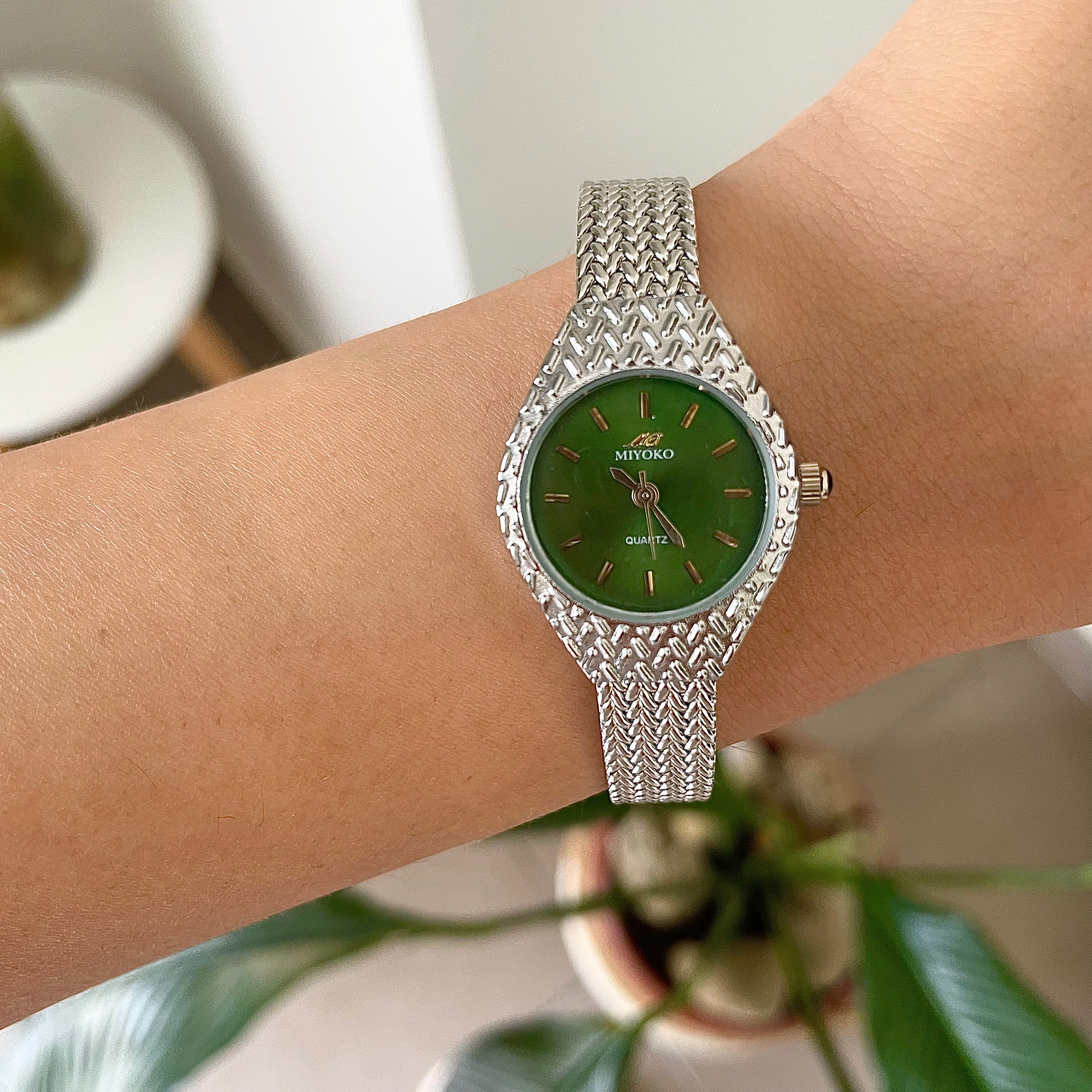 Silver X Green Luxe Metal Watch
